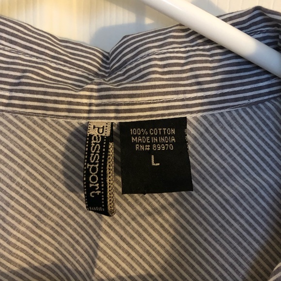 Passport Striped Button Down Shirt Size L - Picture 3 of 5